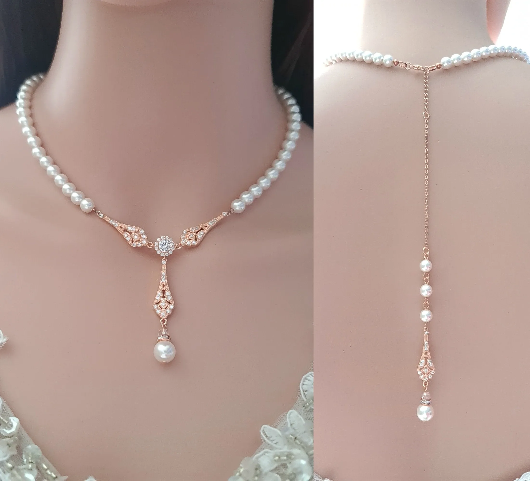 Pearl Backdrop Necklace-Lisa