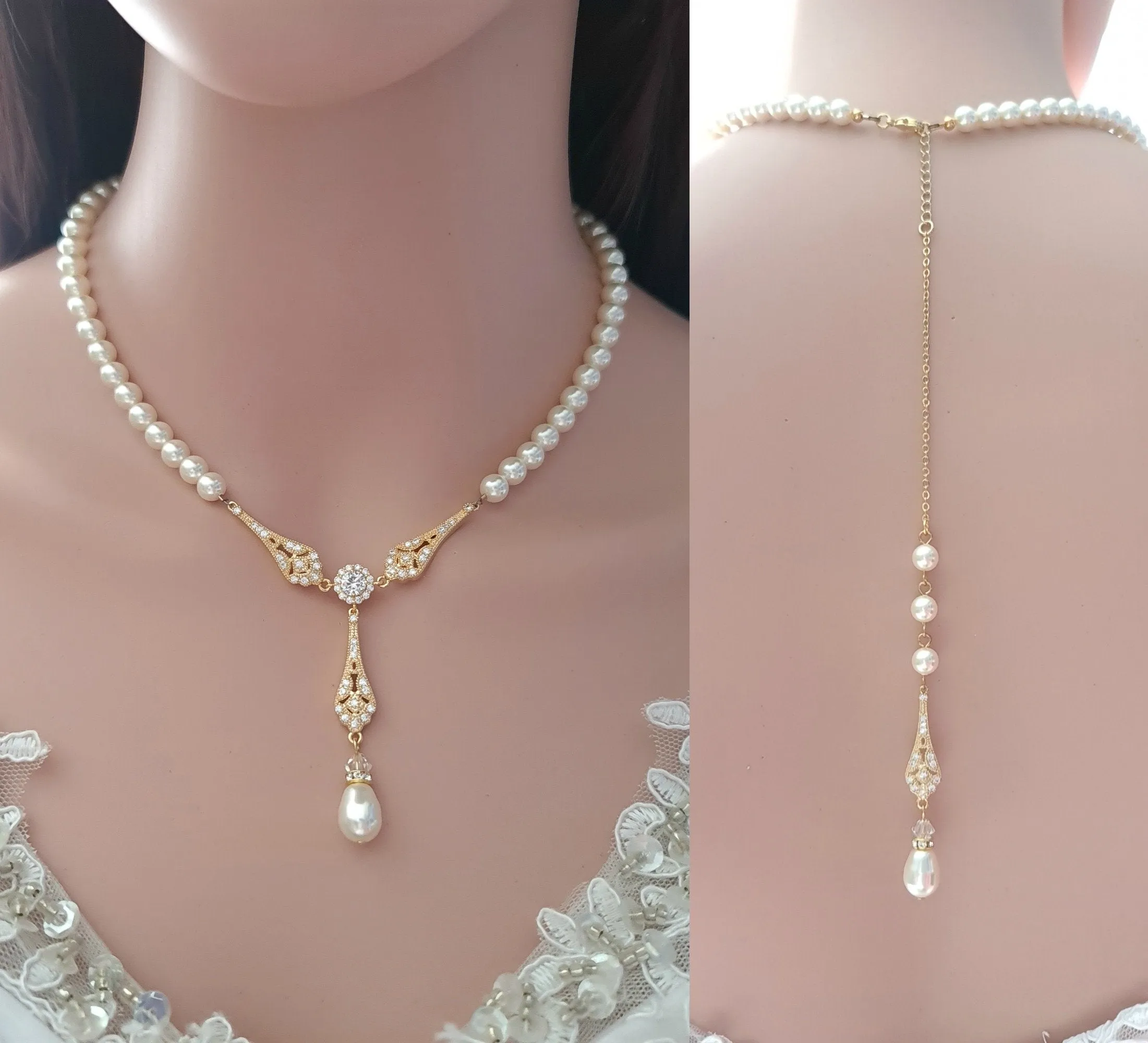 Pearl Backdrop Necklace-Lisa