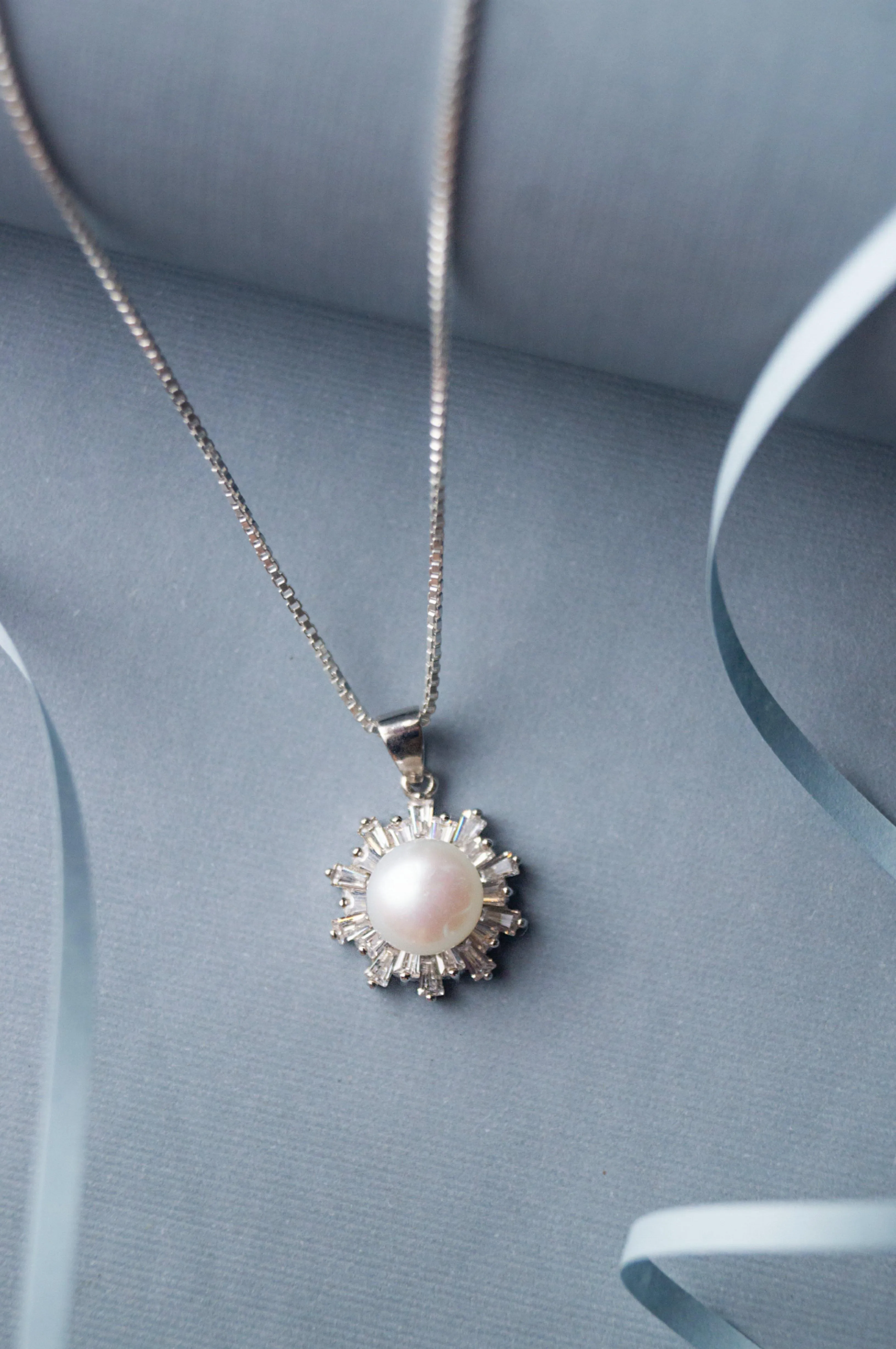 Pearl Rays Statement Sterling Silver Pendant Set