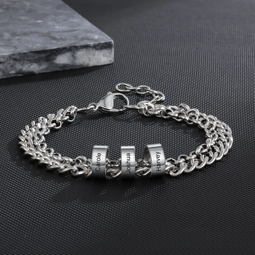 Personalized Stainless Steel Beads Charm Bracelet