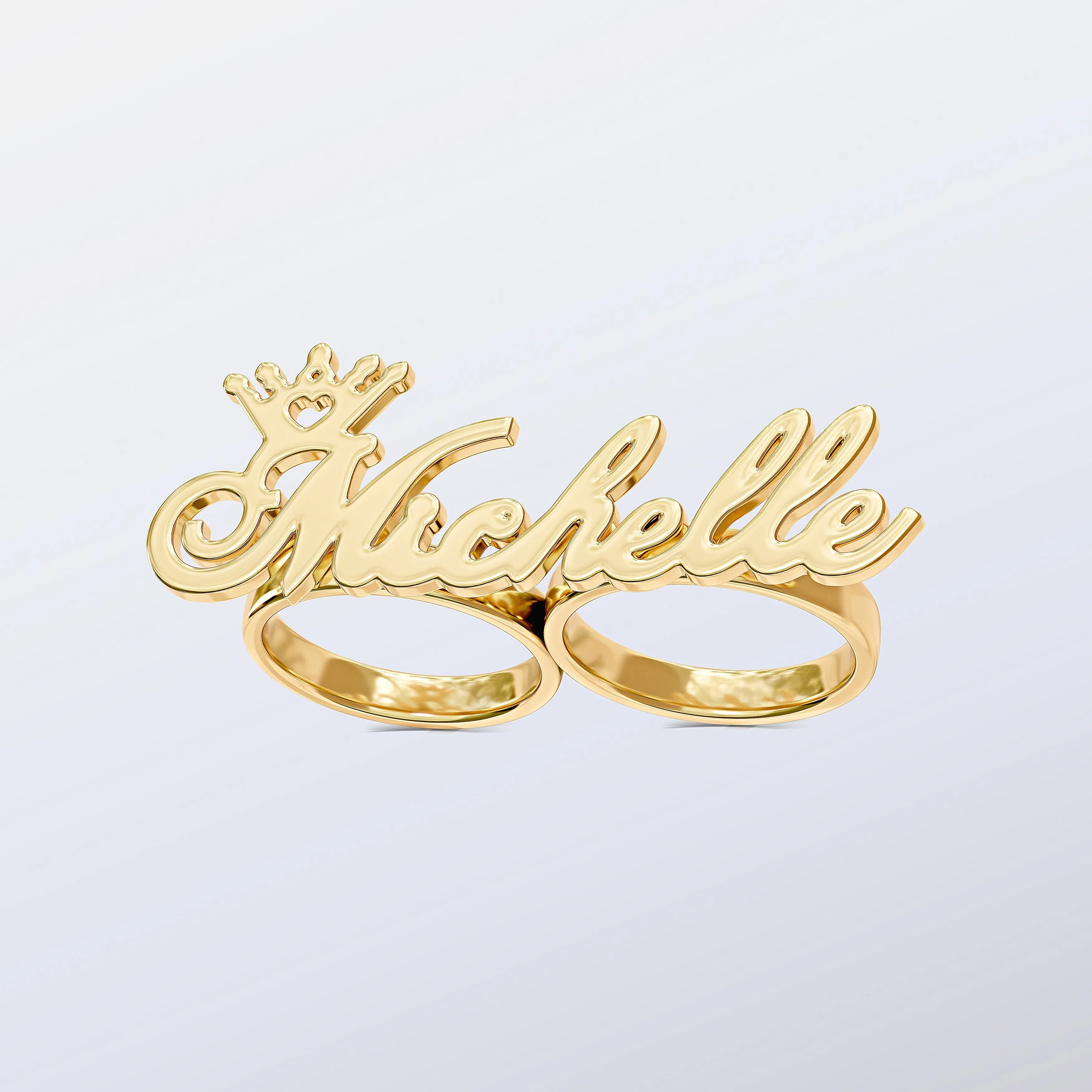 Personalized Two Finger Crown Name Ring  Michelle - Unisex