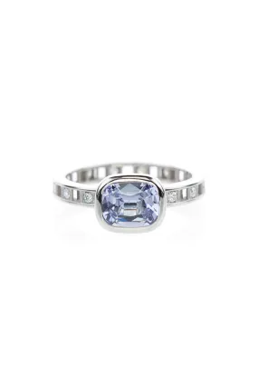 Pixel Dust Open Set Solitaire Ring - Burmese Spinel Cushion Cut in White Gold