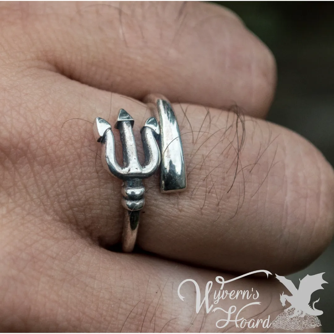 Poseidon's Trident Sterling Silver Ring