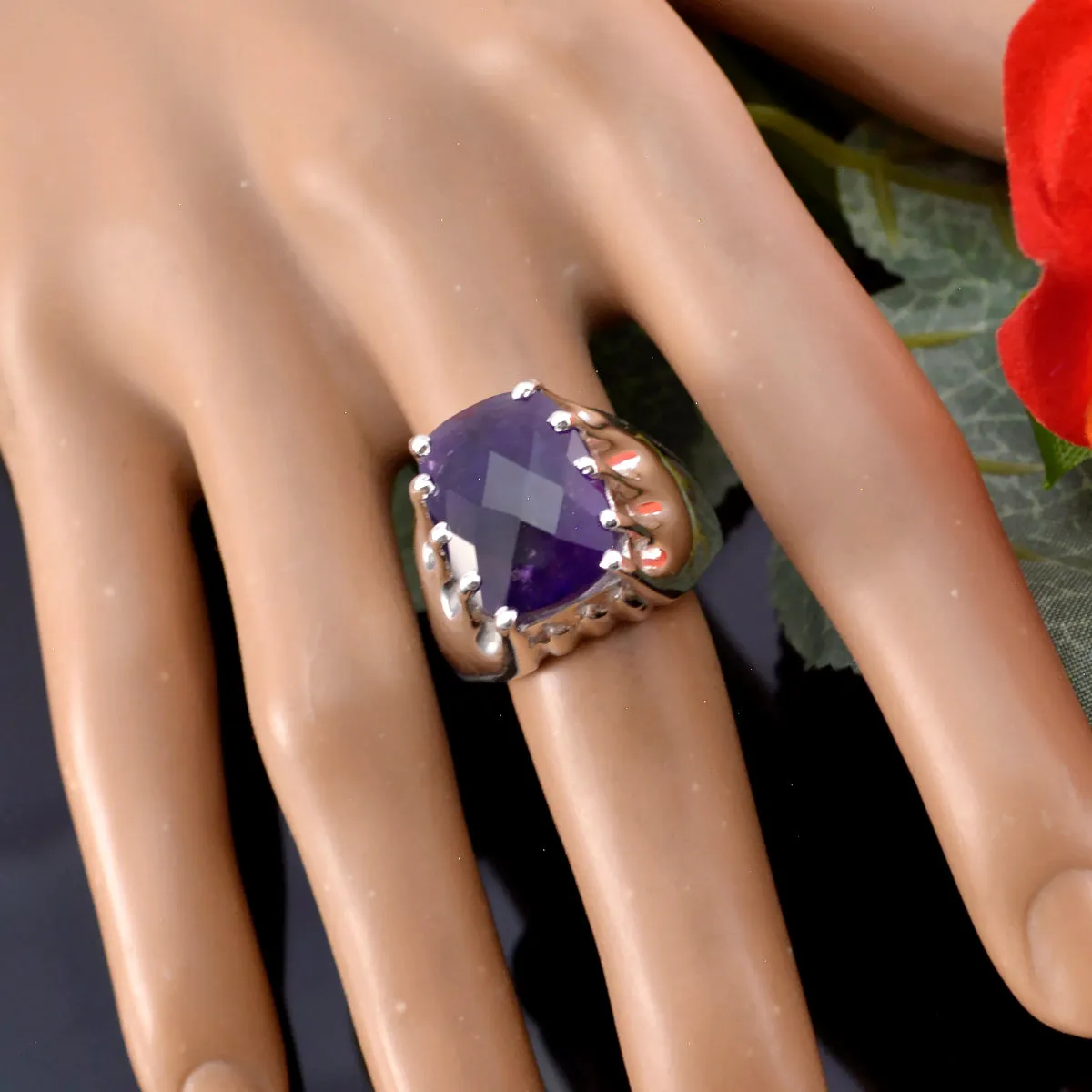 Pretty Gemstones Amethyst 925 Sterling Silver Ring Cartier Jewelry