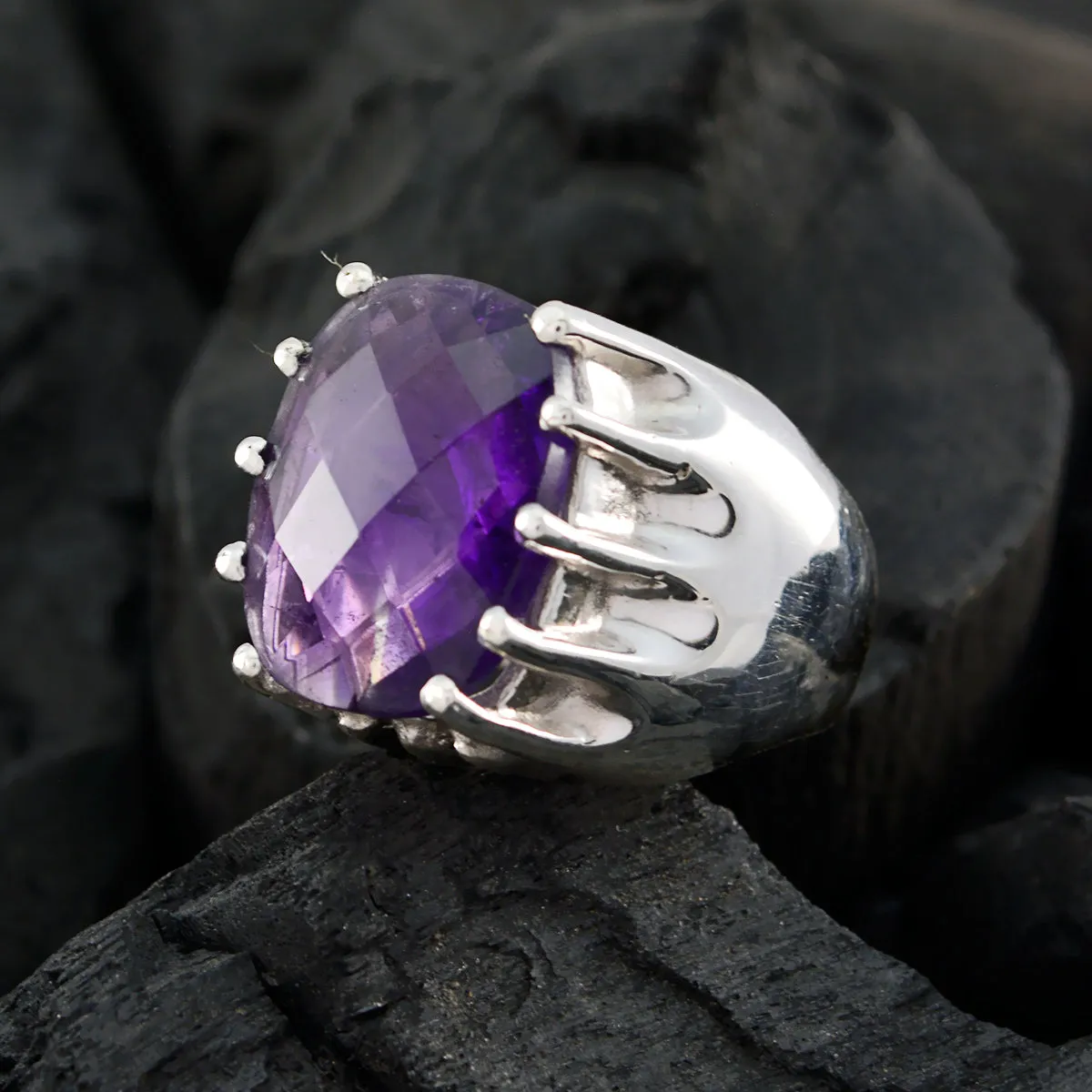 Pretty Gemstones Amethyst 925 Sterling Silver Ring Cartier Jewelry