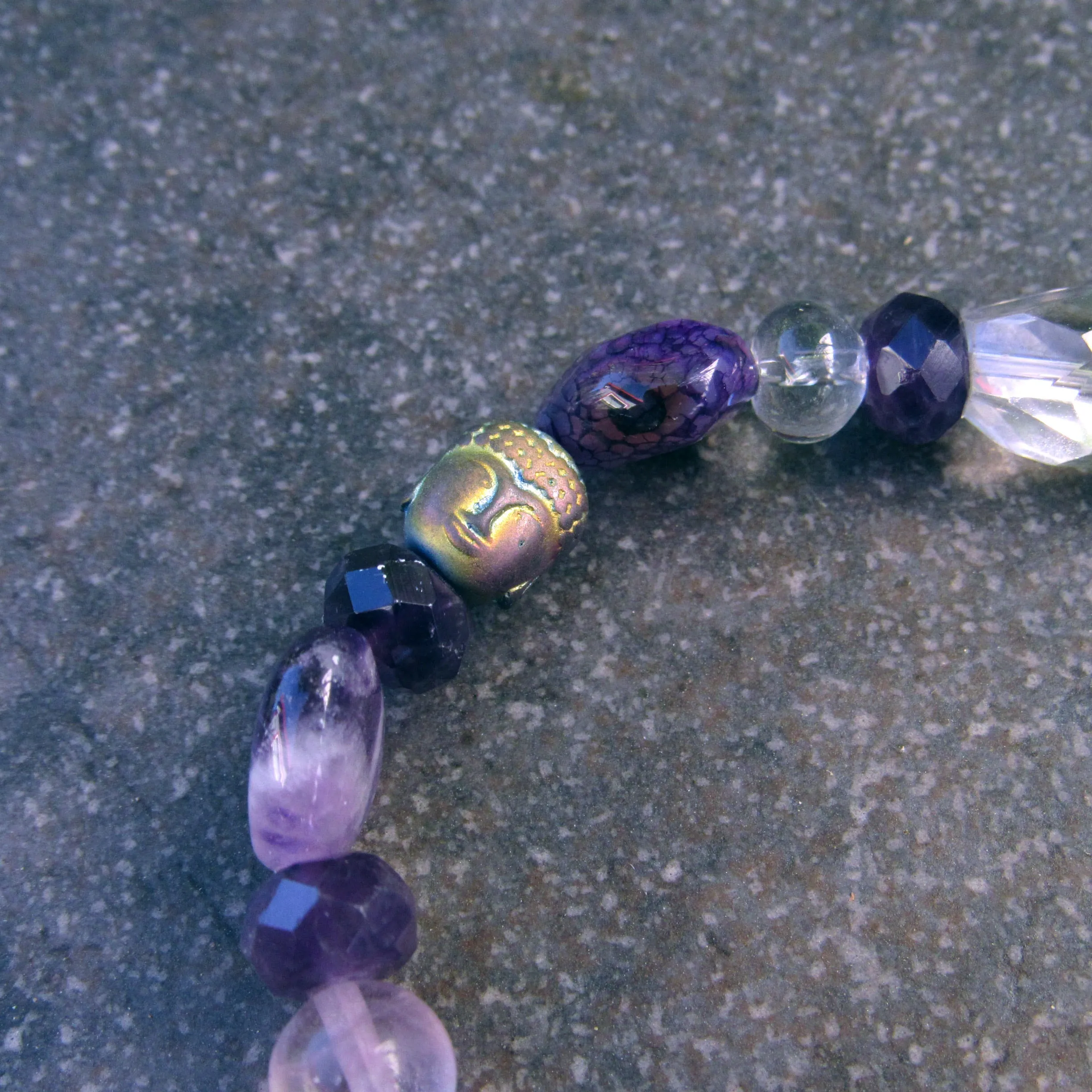 Purple Gemstone Buddha Stretch Bracelet