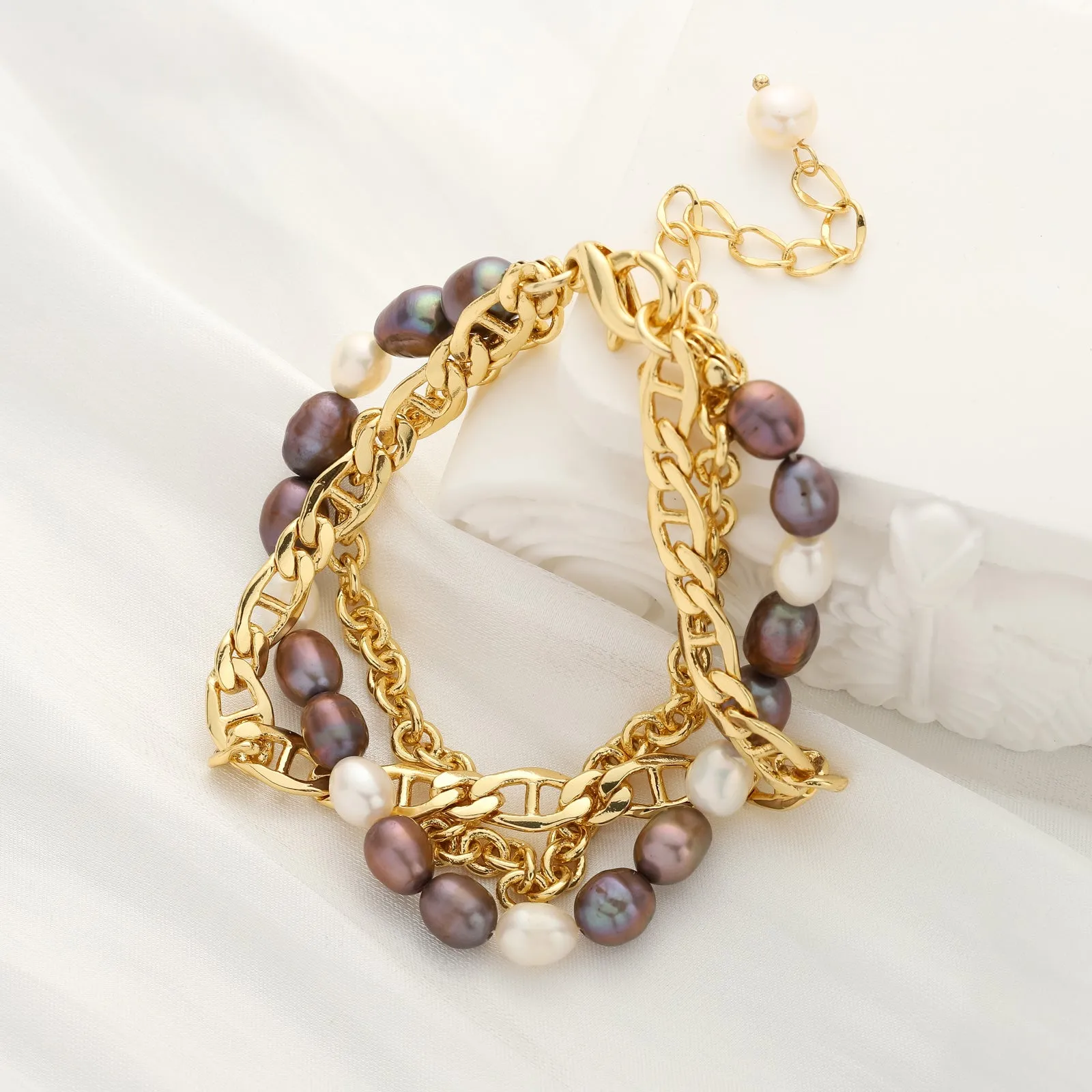 Purple Pearl Chain Bracelet