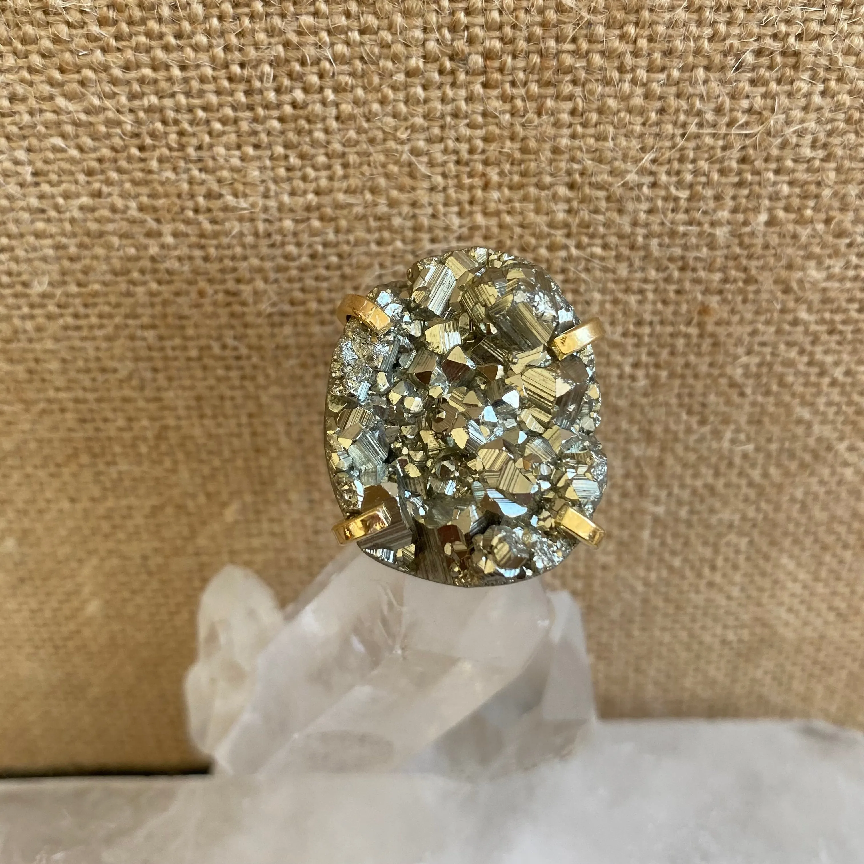 Pyrite Druzy Ring #54