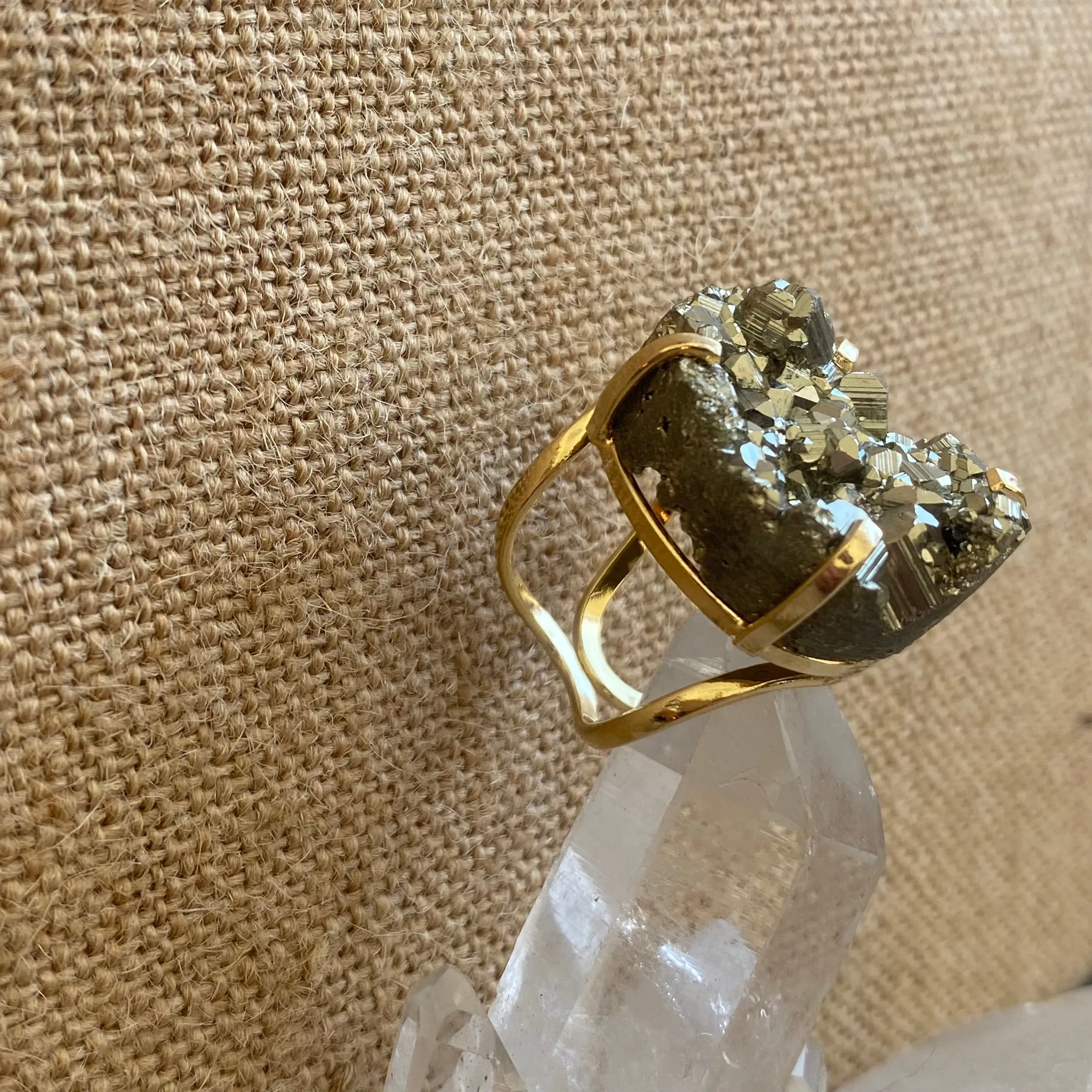 Pyrite Druzy Ring #54