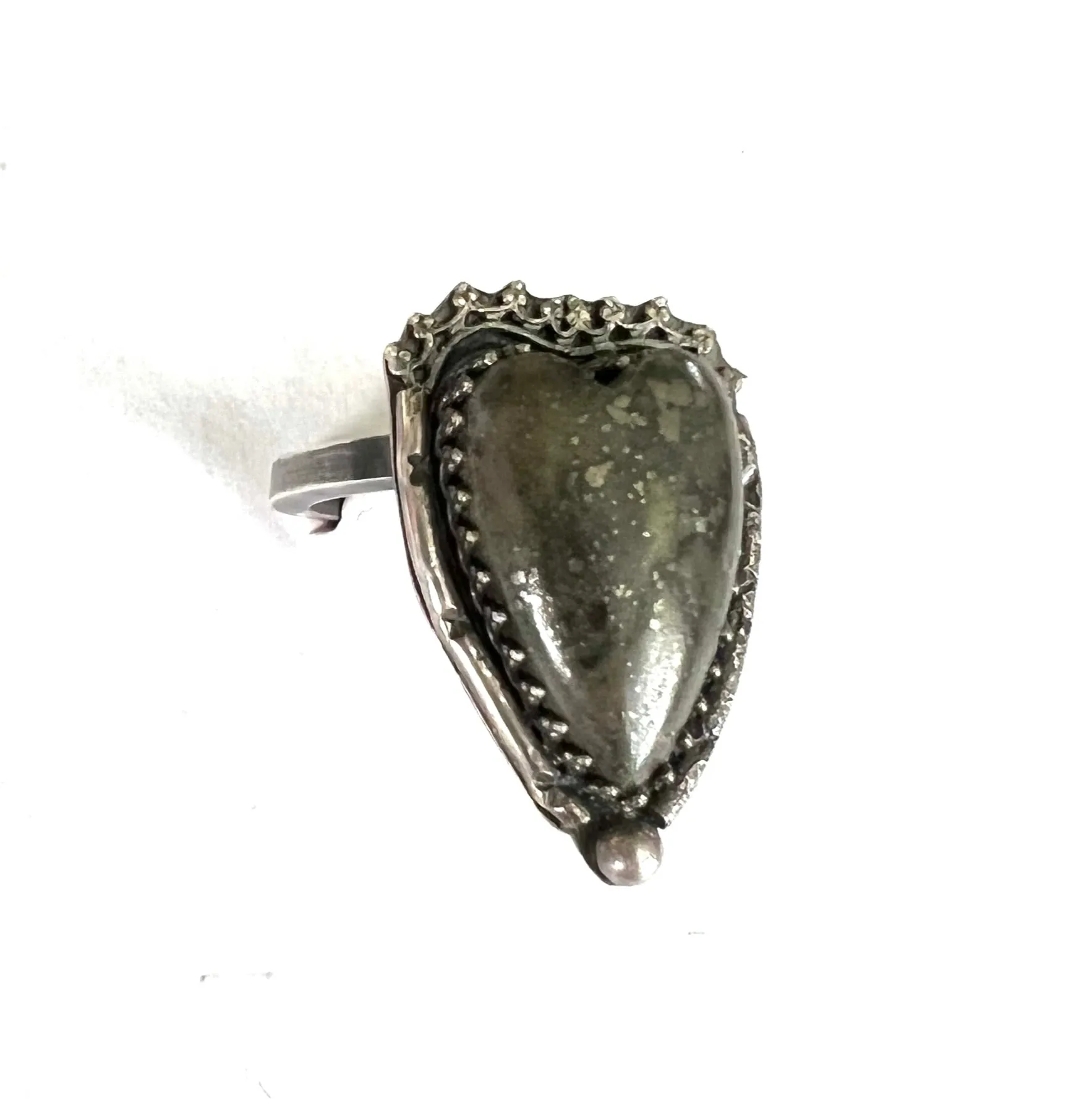 Pyrite in Hematite Heart Ring