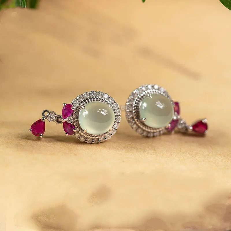 Retro Light Glass Type Earrings