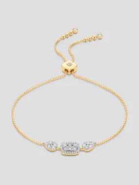 Reverie Cushion Pear White Diamond Cluster Yellow Gold Bolo Bracelet