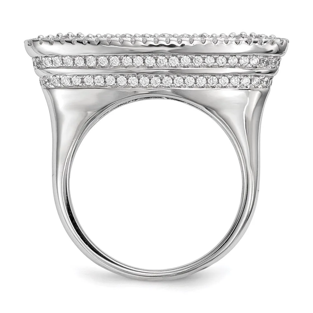 Rhodium-Plated CZ Ring in Sterling Silver