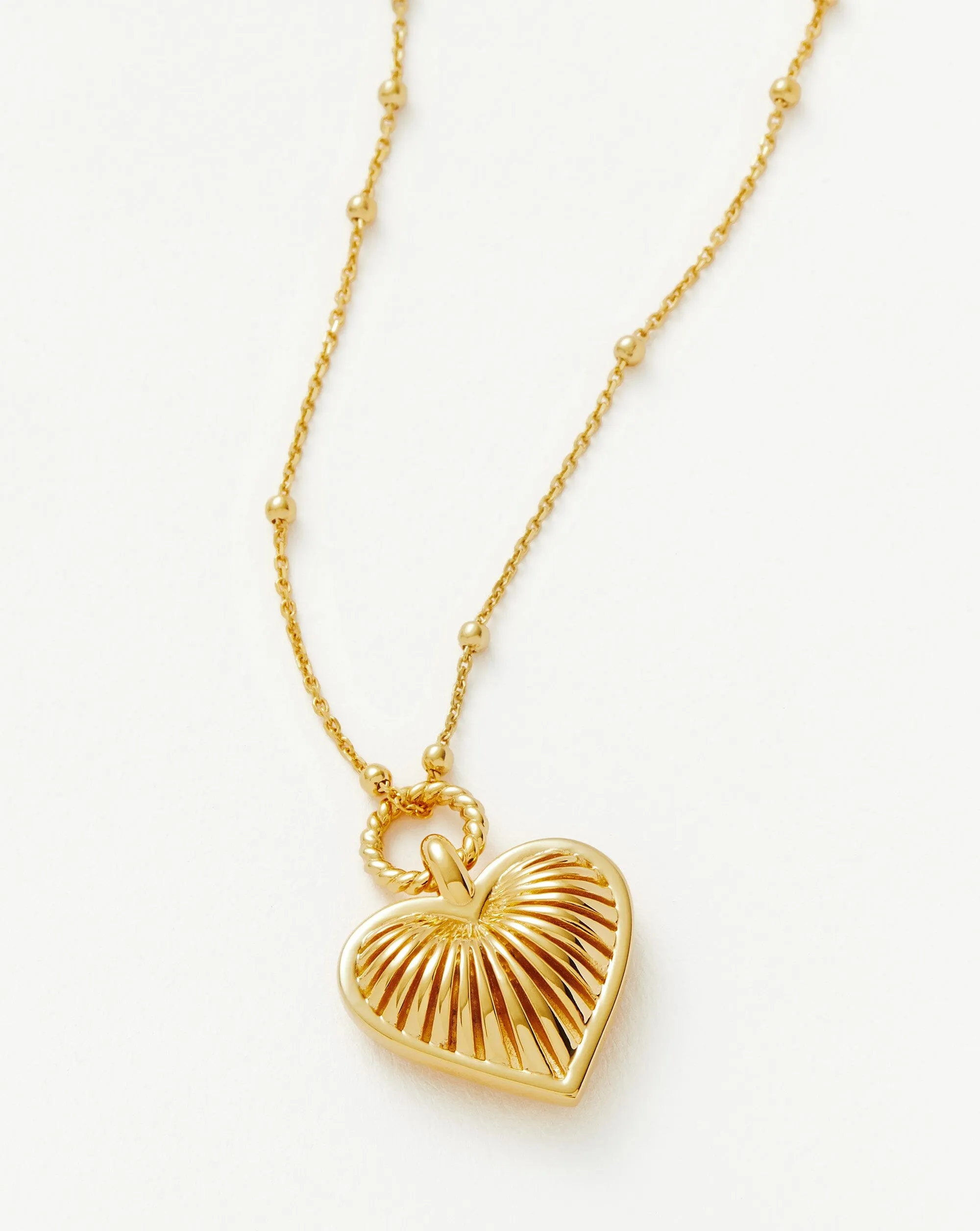 Ridge Heart Charm Pendant Necklace | 18ct Gold Plated