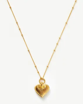 Ridge Heart Charm Pendant Necklace | 18ct Gold Plated