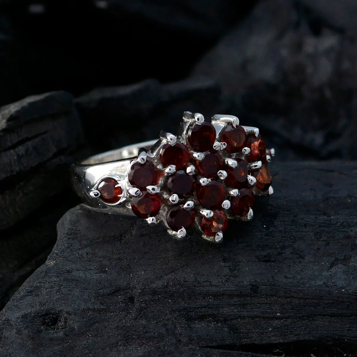 Riyo Excellent Stone Garnet 925 Sterling Silver Ring Cross Jewelry