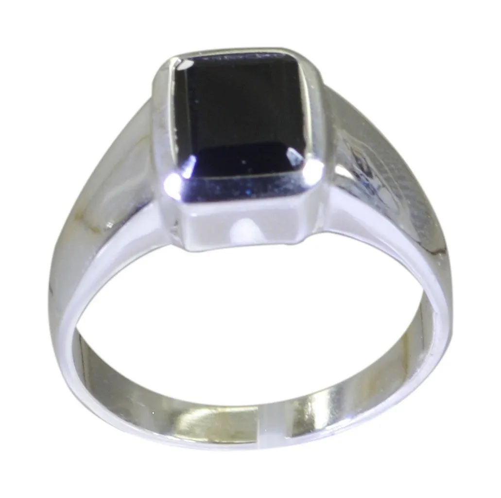 Riyo Fine Gem Black Onyx 925 Sterling Silver Ring Initial Jewelry