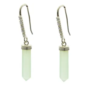 Riyo Genuine Gems fancy Faceted Aqua Chalcedoy Silver Earrings anniversary gift