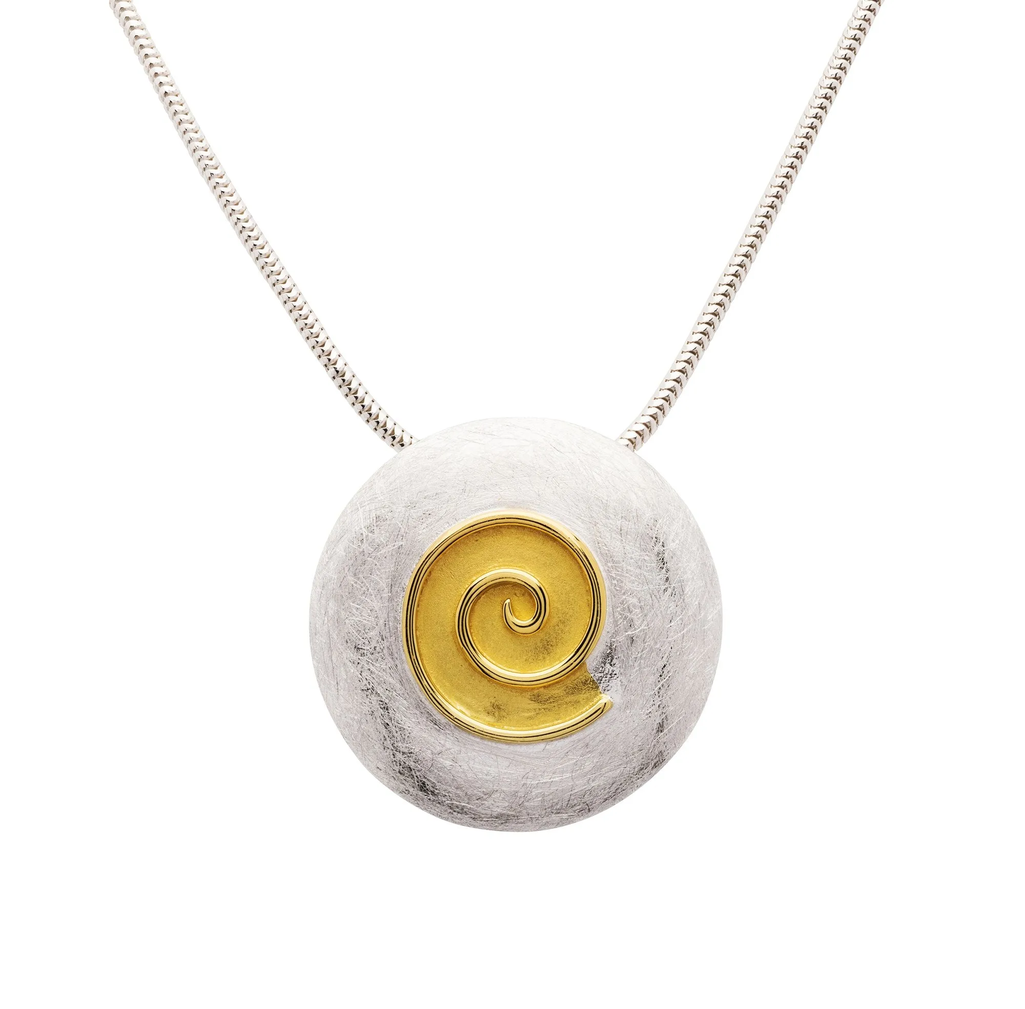 Round Sterling Silver Pendant with Spiral Detail