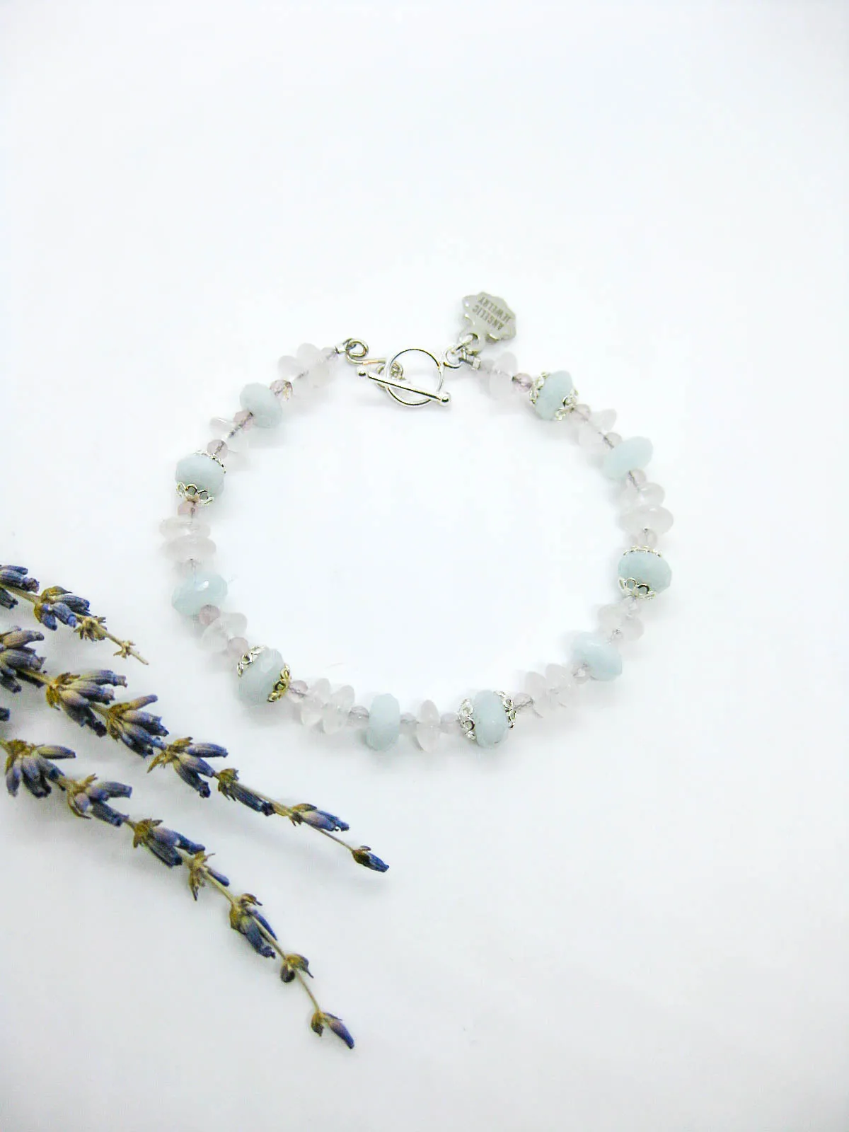 Senna: Rose Quartz Aquamarine Bracelet - b344