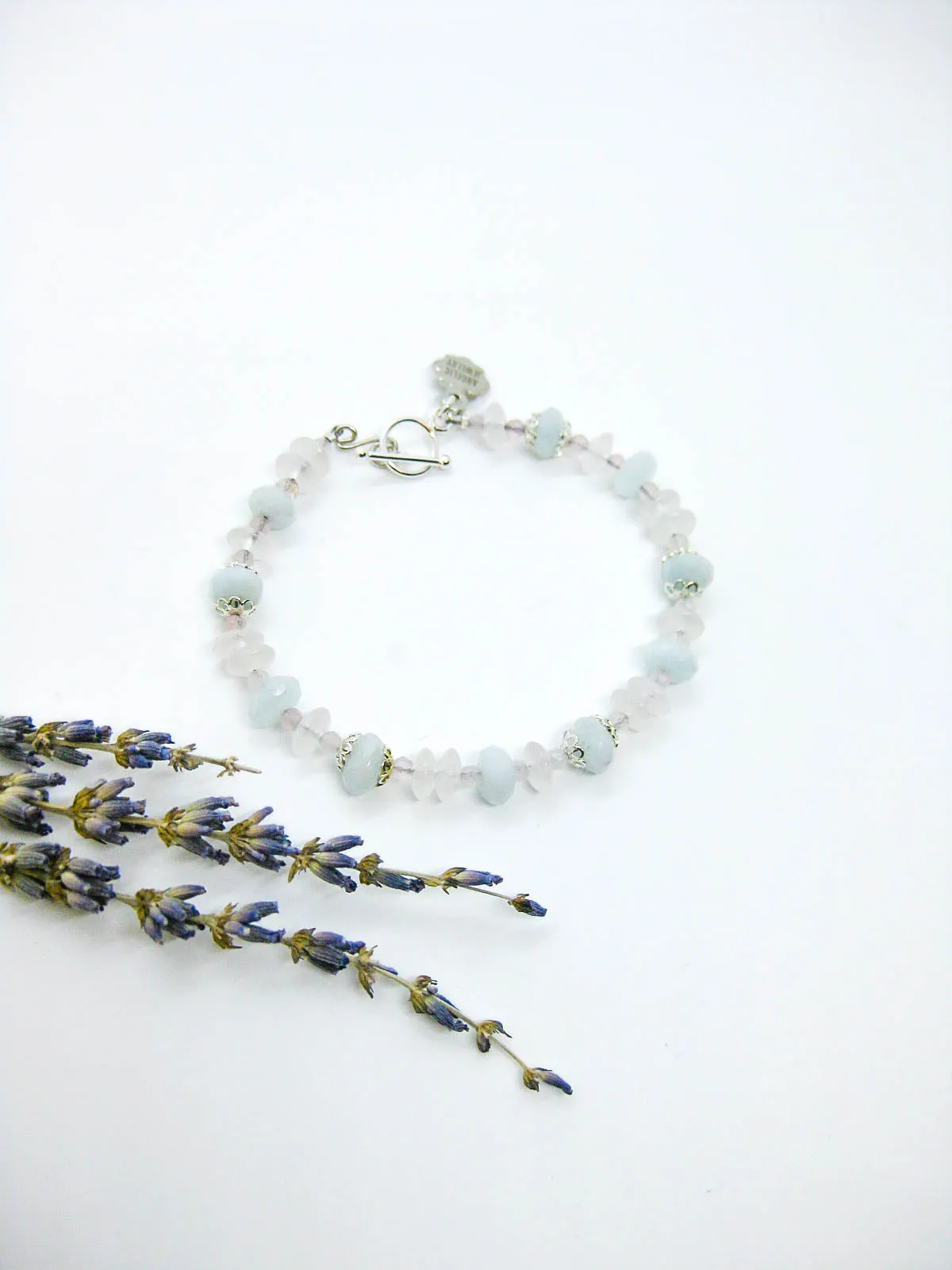 Senna: Rose Quartz Aquamarine Bracelet - b344