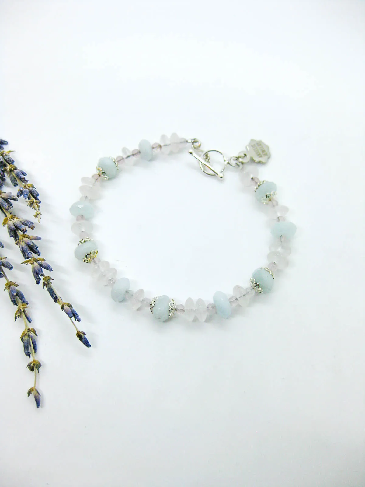 Senna: Rose Quartz Aquamarine Bracelet - b344