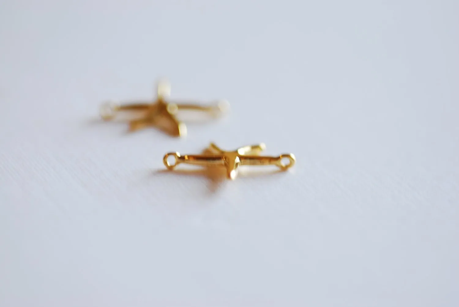 Shiny Vermeil Wholesale Gold Starfish Connector Charm- 18k gold over Sterling Silver Starfish Charm Pendant, Gold Starfish Connector Link Spacer, 283