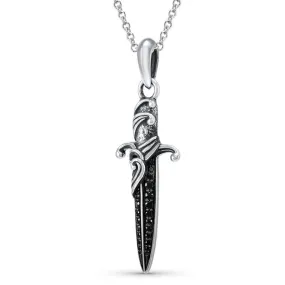 Short Sword 925 Sterling Silver Fashion Pendant Necklace