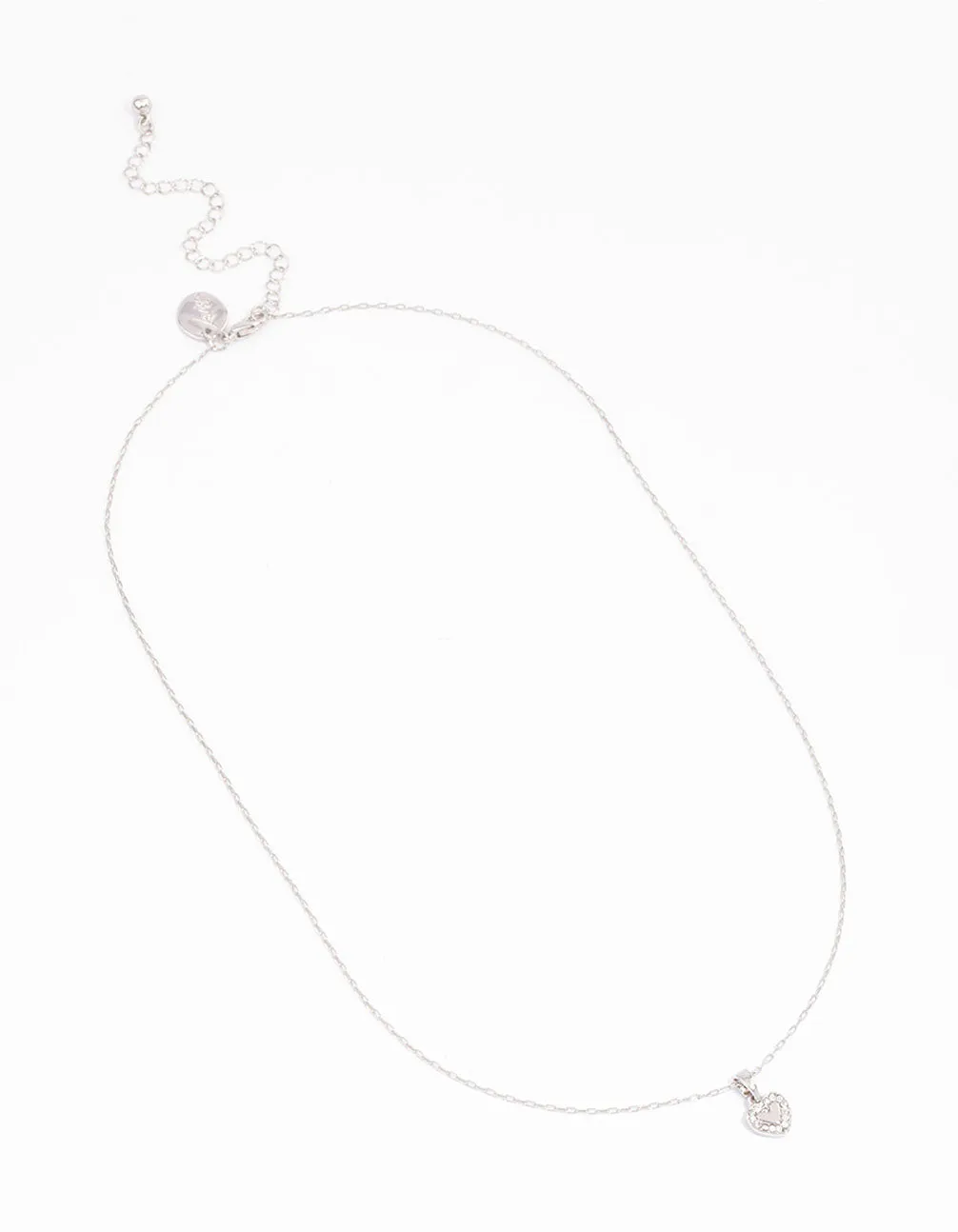 Silver Diamante Mini Heart Pendant Necklace