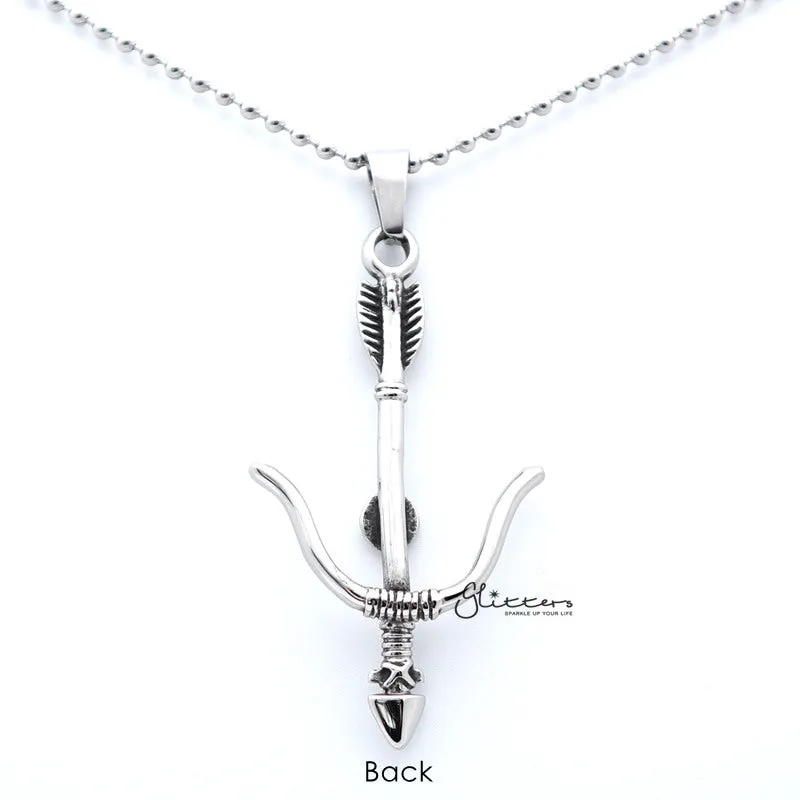 Stainless Steel Bow and Arrow Pendant