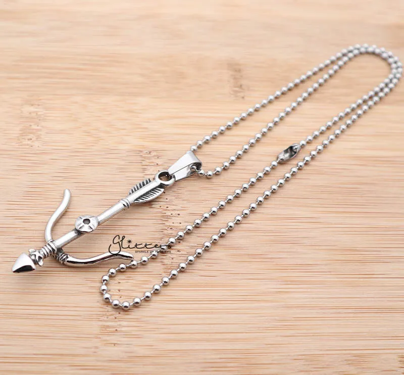 Stainless Steel Bow and Arrow Pendant