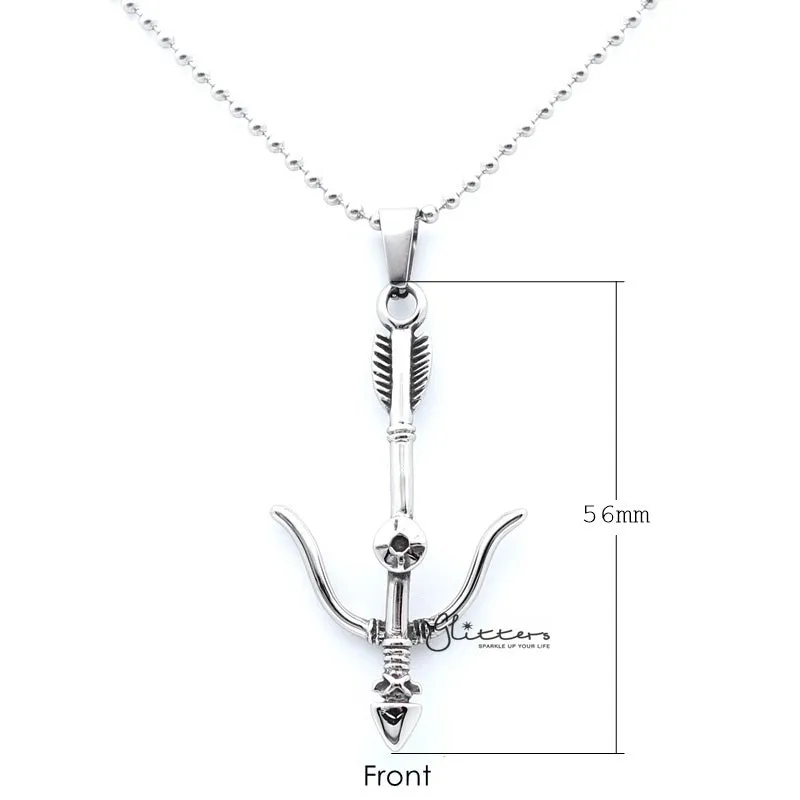 Stainless Steel Bow and Arrow Pendant