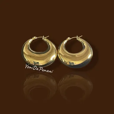 Stainless Steel Gold Color Shine Pair RIRI Earrings Jewelry