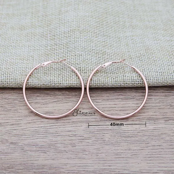 Stainless Steel Plain Wire Circle Hoop Women's Earrings - Rose Gold