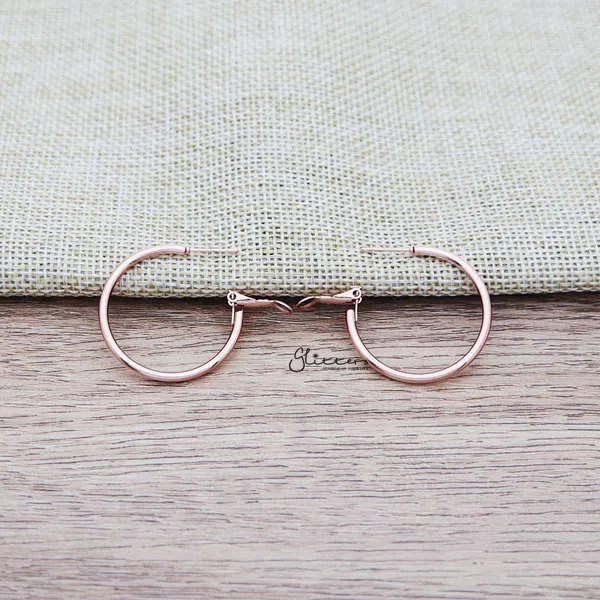 Stainless Steel Plain Wire Circle Hoop Women's Earrings - Rose Gold