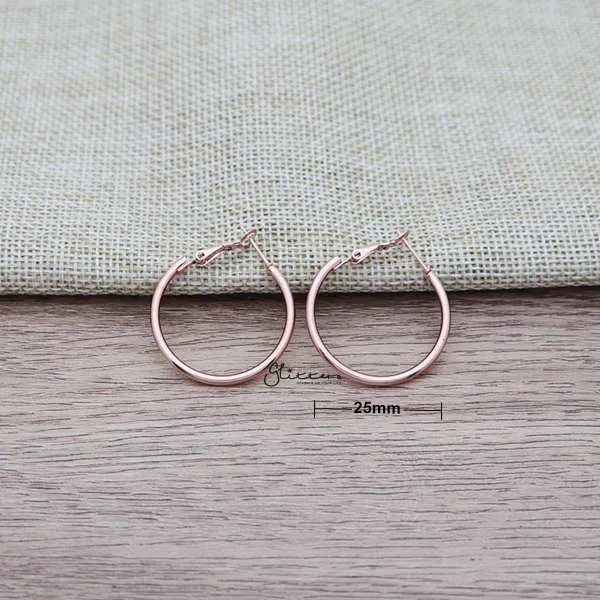 Stainless Steel Plain Wire Circle Hoop Women's Earrings - Rose Gold