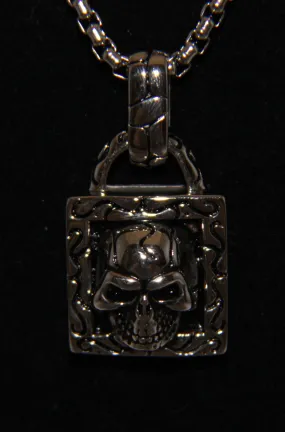 Stainless Steel Skull Square Pendant with Bail - UDINC0460