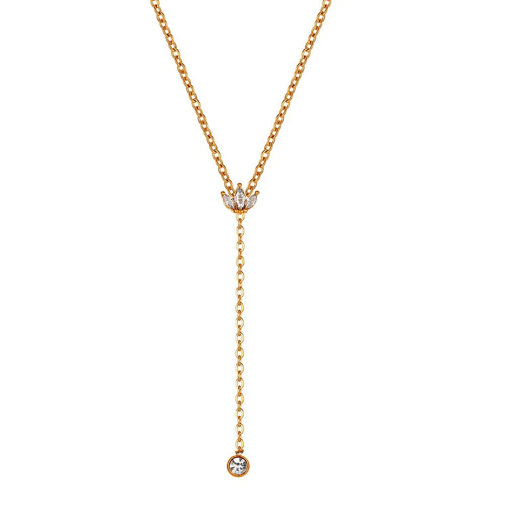 Stainless Steel Zircon Pearl Chain Necklaces