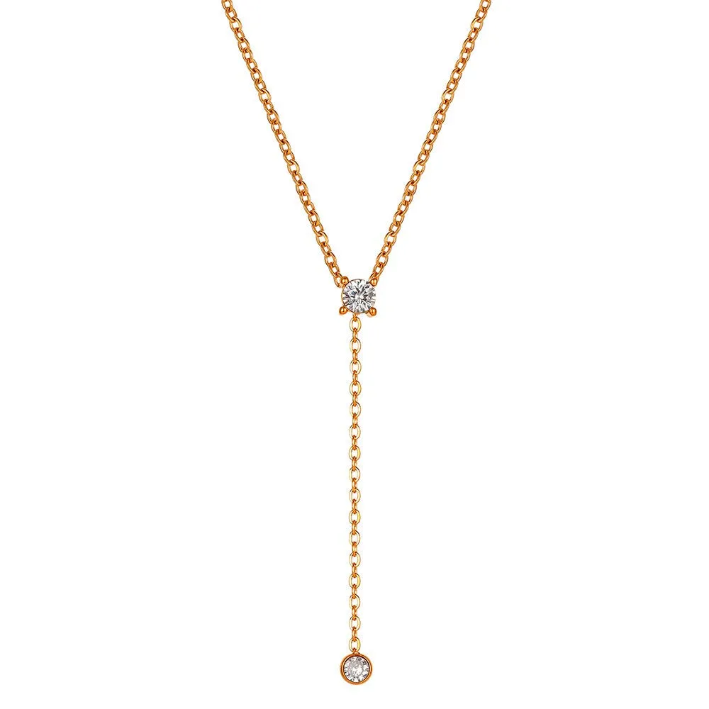 Stainless Steel Zircon Pearl Chain Necklaces