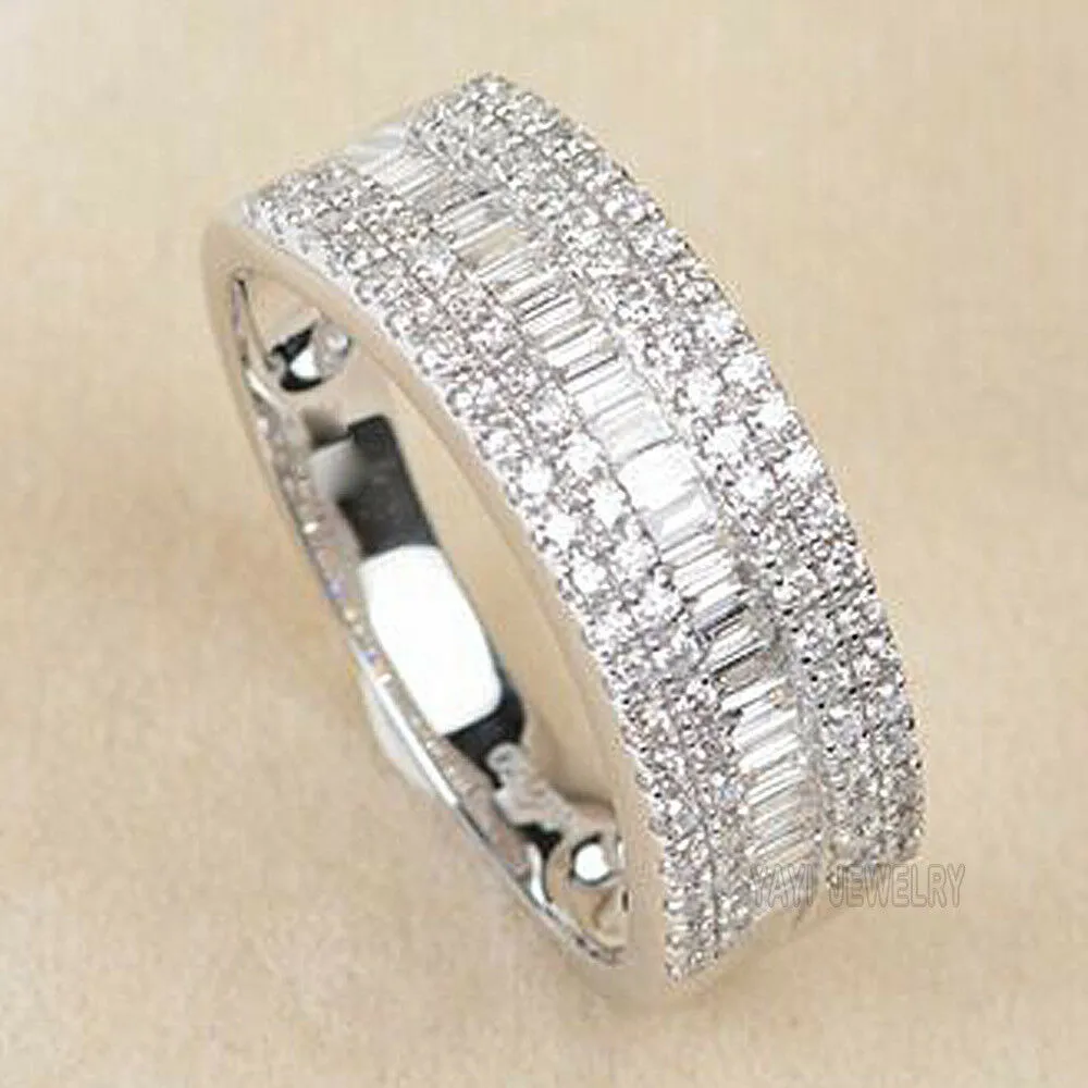 Sterling Silver Created White Sapphire Anniversary Wedding Band