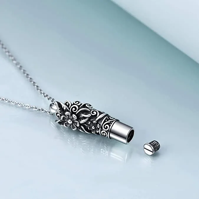 Sterling Silver Cremation Jewelry Hummingbird Flower Sunflower Heart Cremation Urn Necklace for Ashes for Women