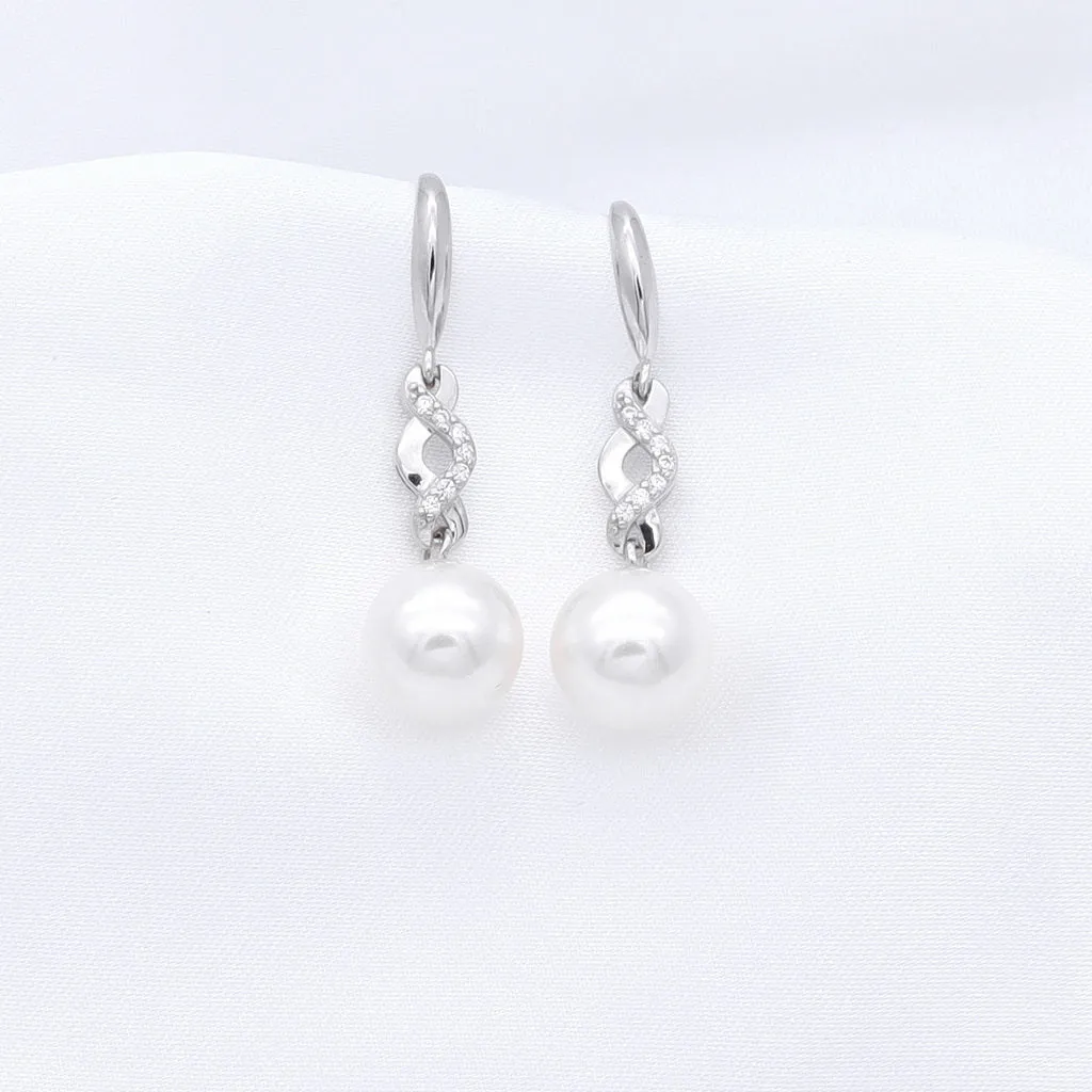 Sterling Silver Infinity Charm with Pearl Hook Earrings