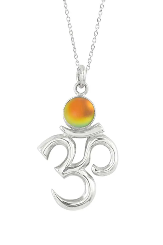 Sterling Silver Om Pendant With Crystal