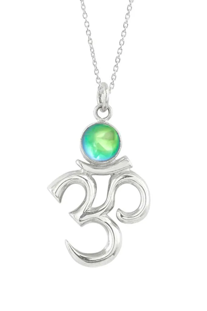 Sterling Silver Om Pendant With Crystal