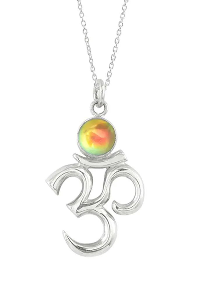 Sterling Silver Om Pendant With Crystal