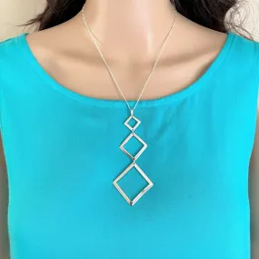 Sterling Silver Triple Triangle Geometric Pendant Necklace