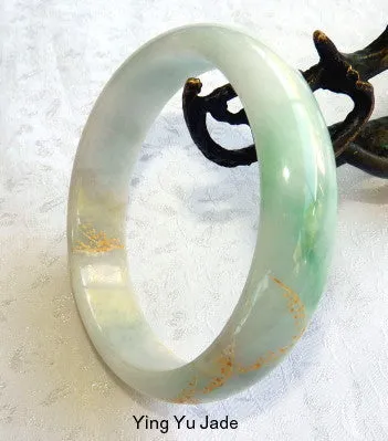 Strength and Resilience  Gold Etched Bamboo  Old Mine Burmese Jadeite Bangle Bracelet 58.5 mm   Certificate (BB2968)