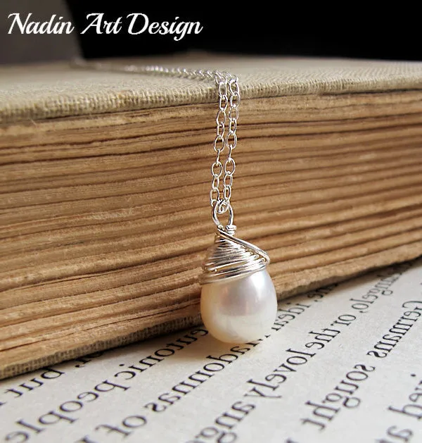 Teardrop Pearl Charm Necklace