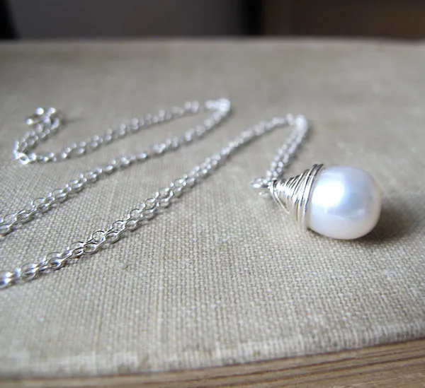 Teardrop Pearl Charm Necklace