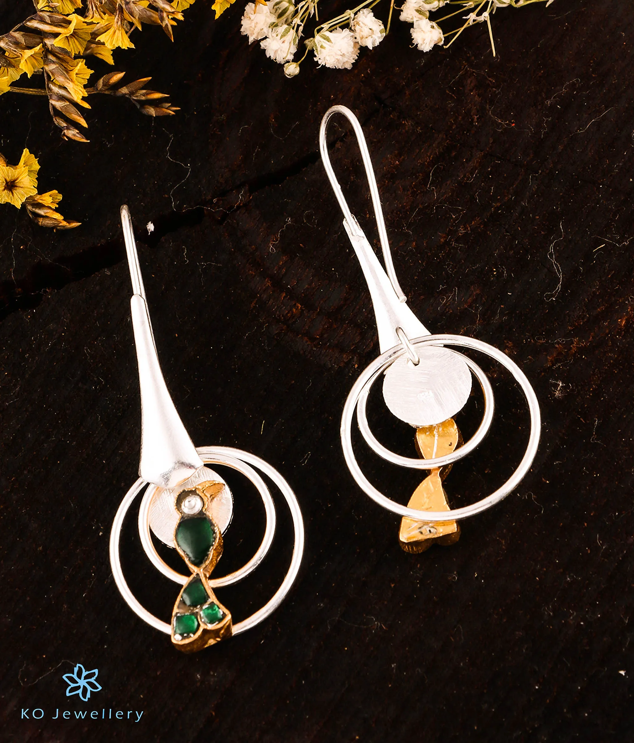 The Nayanika Silver Parrot Kundan Earrings